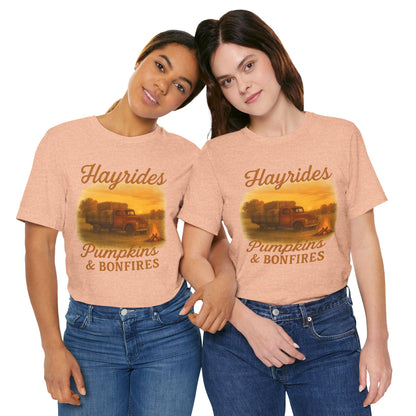Hayrides, Pumpkins & Bonfires Tee – Rustic Fall Truck Graphic Shirt