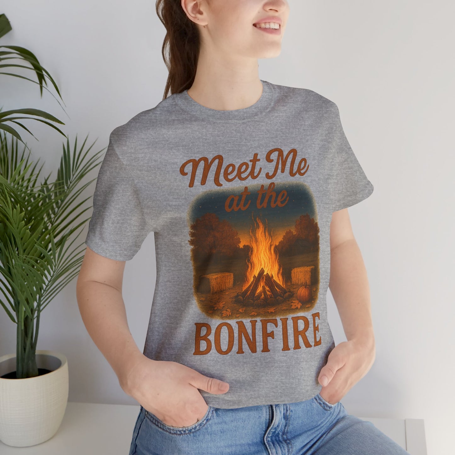 Meet Me at the Bonfire Tee – Rustic Fall Campfire Graphic Shirt