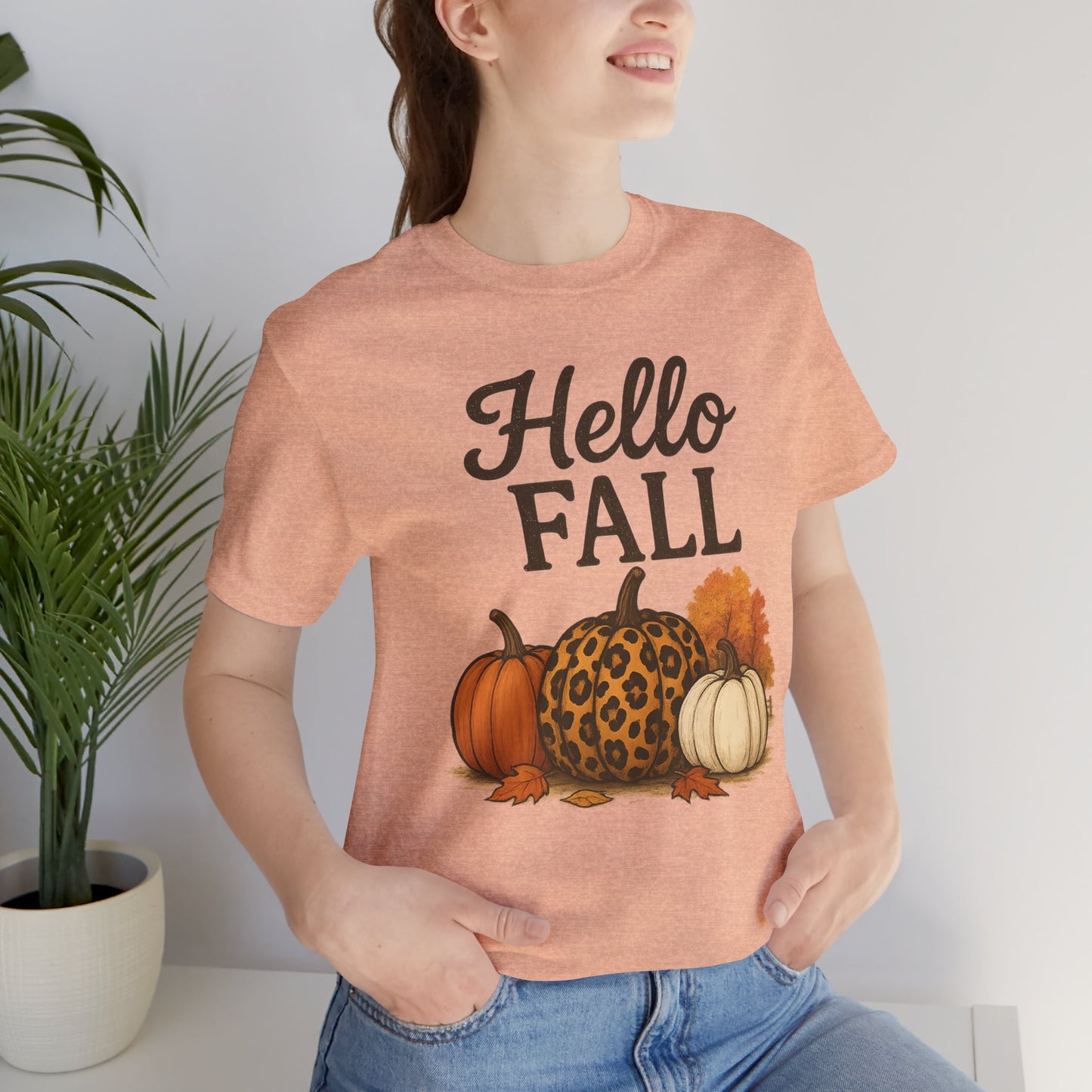 Hello Fall with Cheetah Pumpkin Tee