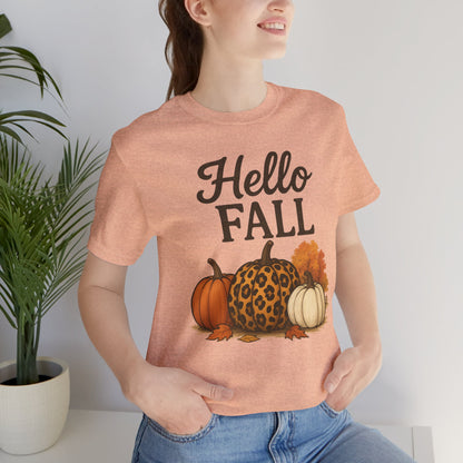 Hello Fall with Cheetah Pumpkin Tee