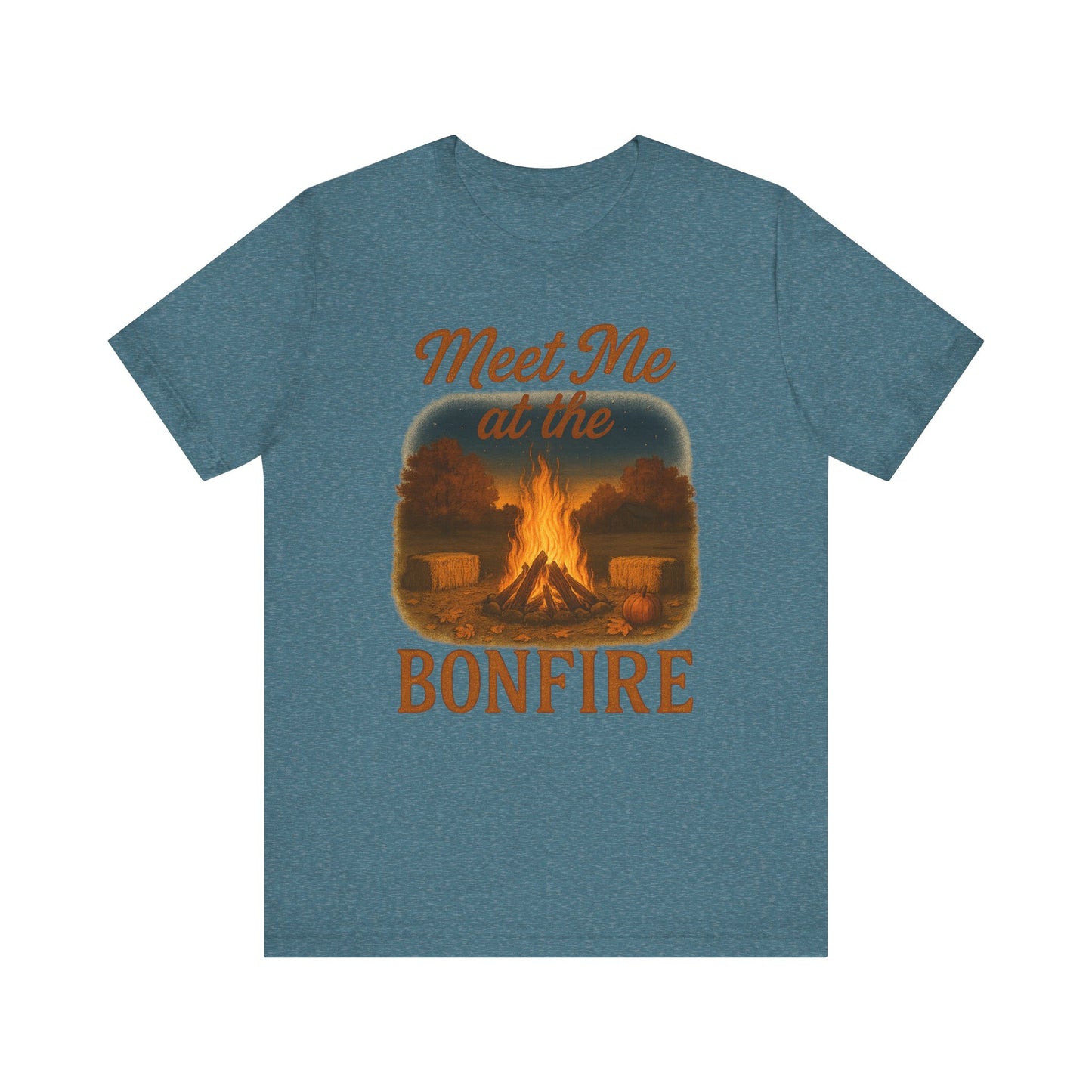 Meet Me at the Bonfire Tee – Rustic Fall Campfire Graphic Shirt