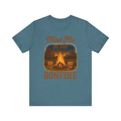 Meet Me at the Bonfire Tee – Rustic Fall Campfire Graphic Shirt