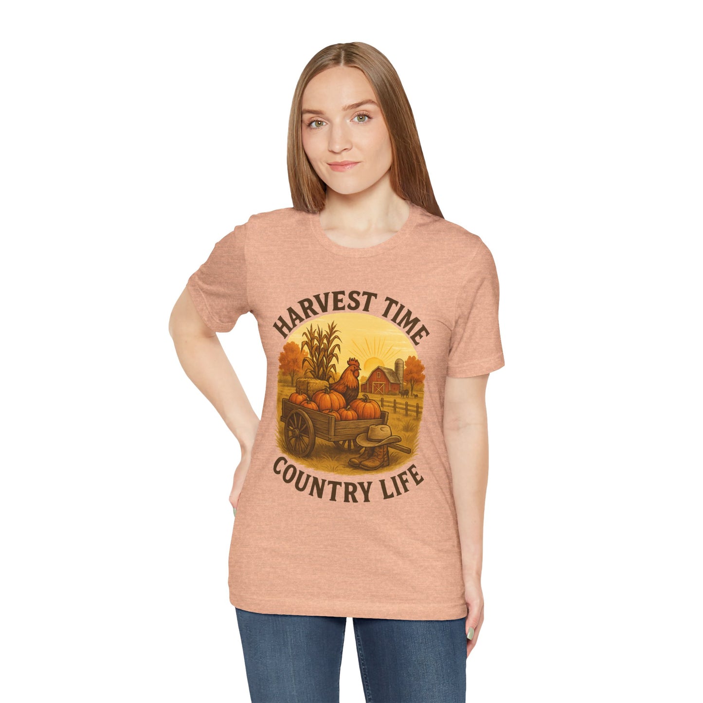 Harvest Time Country Life Tee – Rustic Farm & Pumpkin Cart Fall Shirt