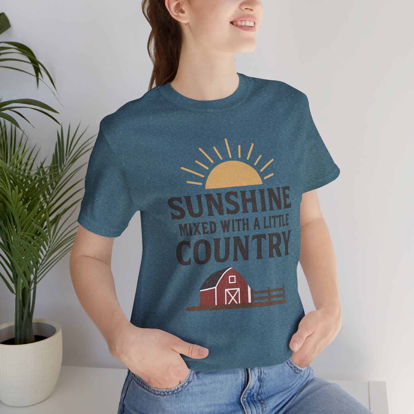 Sunshine Mixed with a Little Country Tee – Rustic Barn & Sunrise Farm Shirt