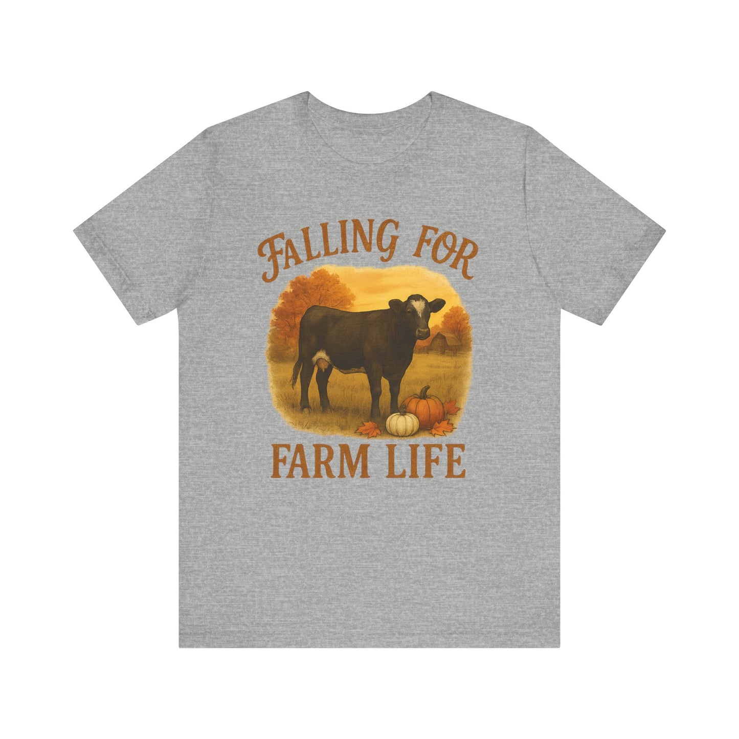 Falling for Farm Life Tee – Rustic Cow & Pumpkins Fall Country Shirt