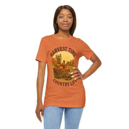 Harvest Time Country Life Tee – Rustic Farm & Pumpkin Cart Fall Shirt