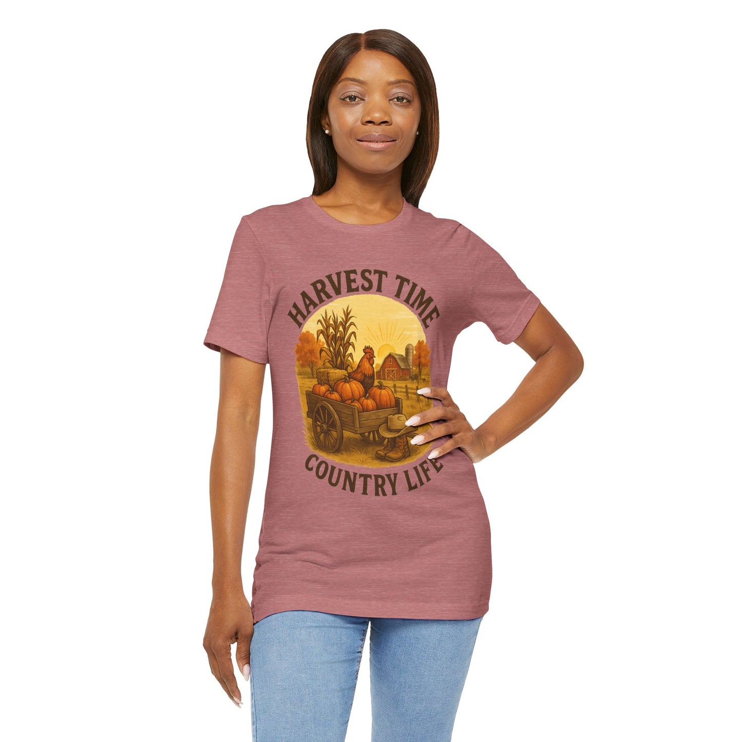 Harvest Time Country Life Tee – Rustic Farm & Pumpkin Cart Fall Shirt