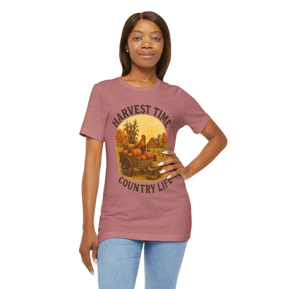Harvest Time Country Life Tee – Rustic Farm & Pumpkin Cart Fall Shirt