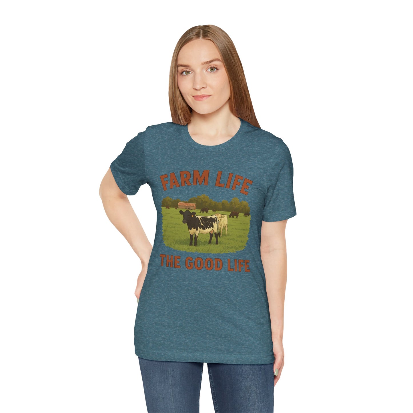Farm Life, The Good Life Tee – Rustic Cow & Pasture Country Shirt