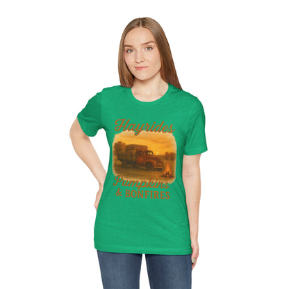 Hayrides, Pumpkins & Bonfires Tee – Rustic Fall Truck Graphic Shirt