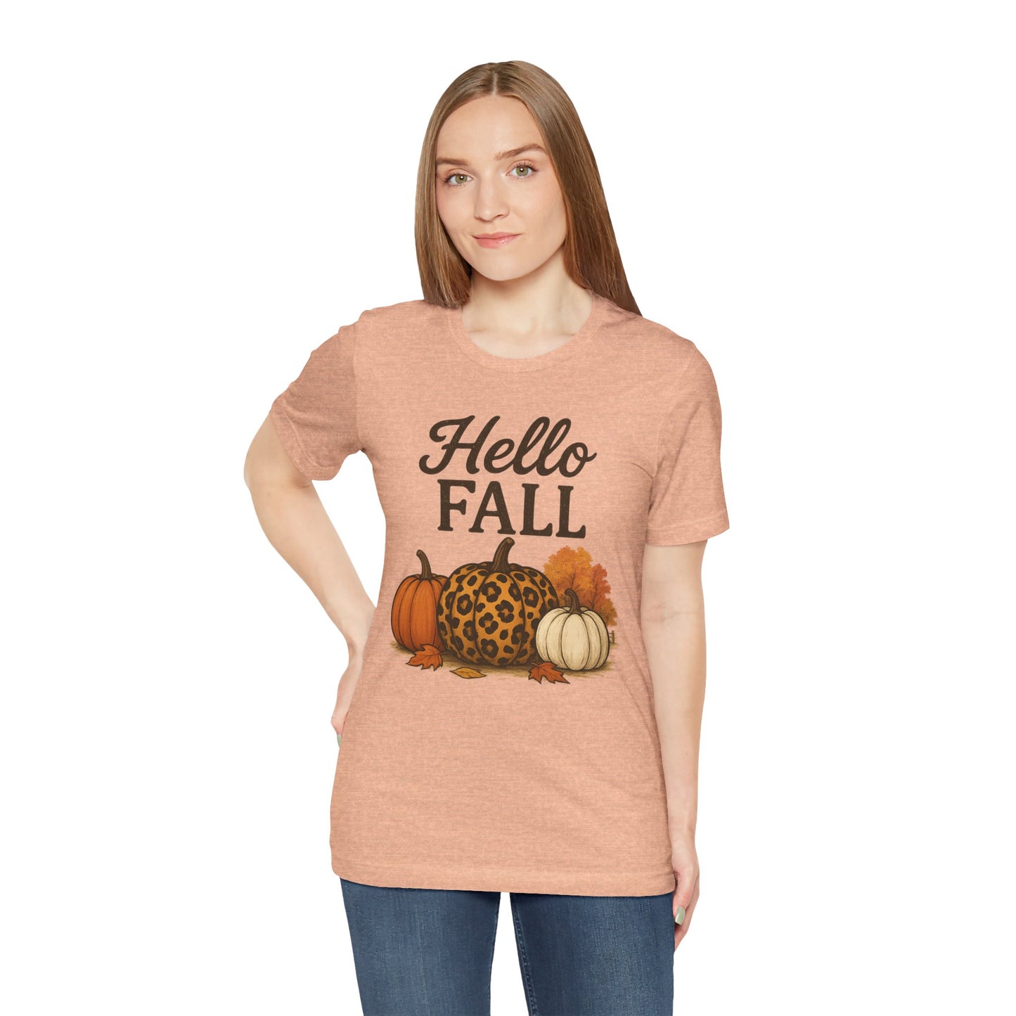 Hello Fall with Cheetah Pumpkin Tee