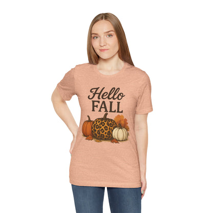 Hello Fall with Cheetah Pumpkin Tee