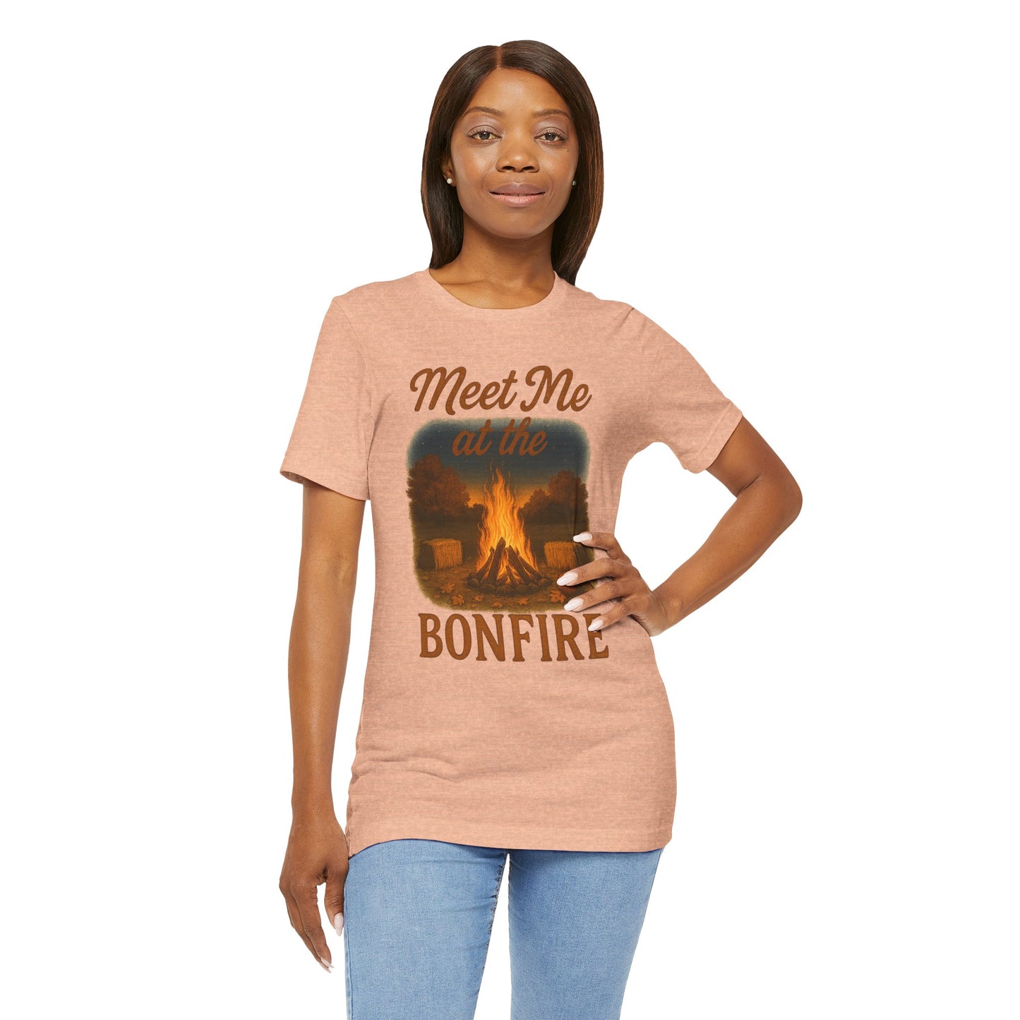 Meet Me at the Bonfire Tee – Rustic Fall Campfire Graphic Shirt