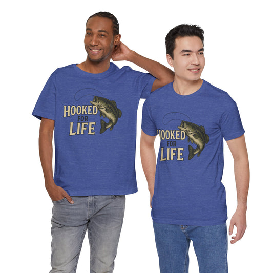 Hooked for Life Tee – Rustic Bass Fishing Graphic Shirt