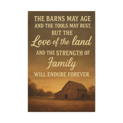 Enduring Farm Values- Rustic Barn Canvas Wall Art