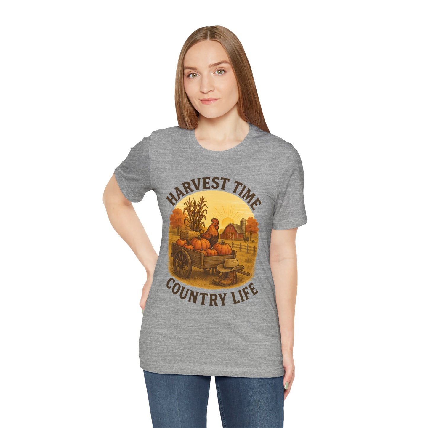 Harvest Time Country Life Tee – Rustic Farm & Pumpkin Cart Fall Shirt