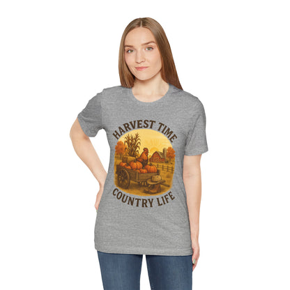 Harvest Time Country Life Tee – Rustic Farm & Pumpkin Cart Fall Shirt