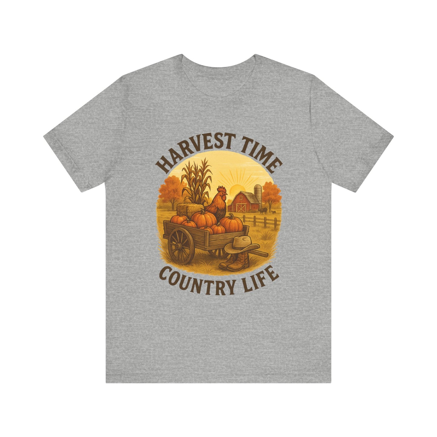 Harvest Time Country Life Tee – Rustic Farm & Pumpkin Cart Fall Shirt
