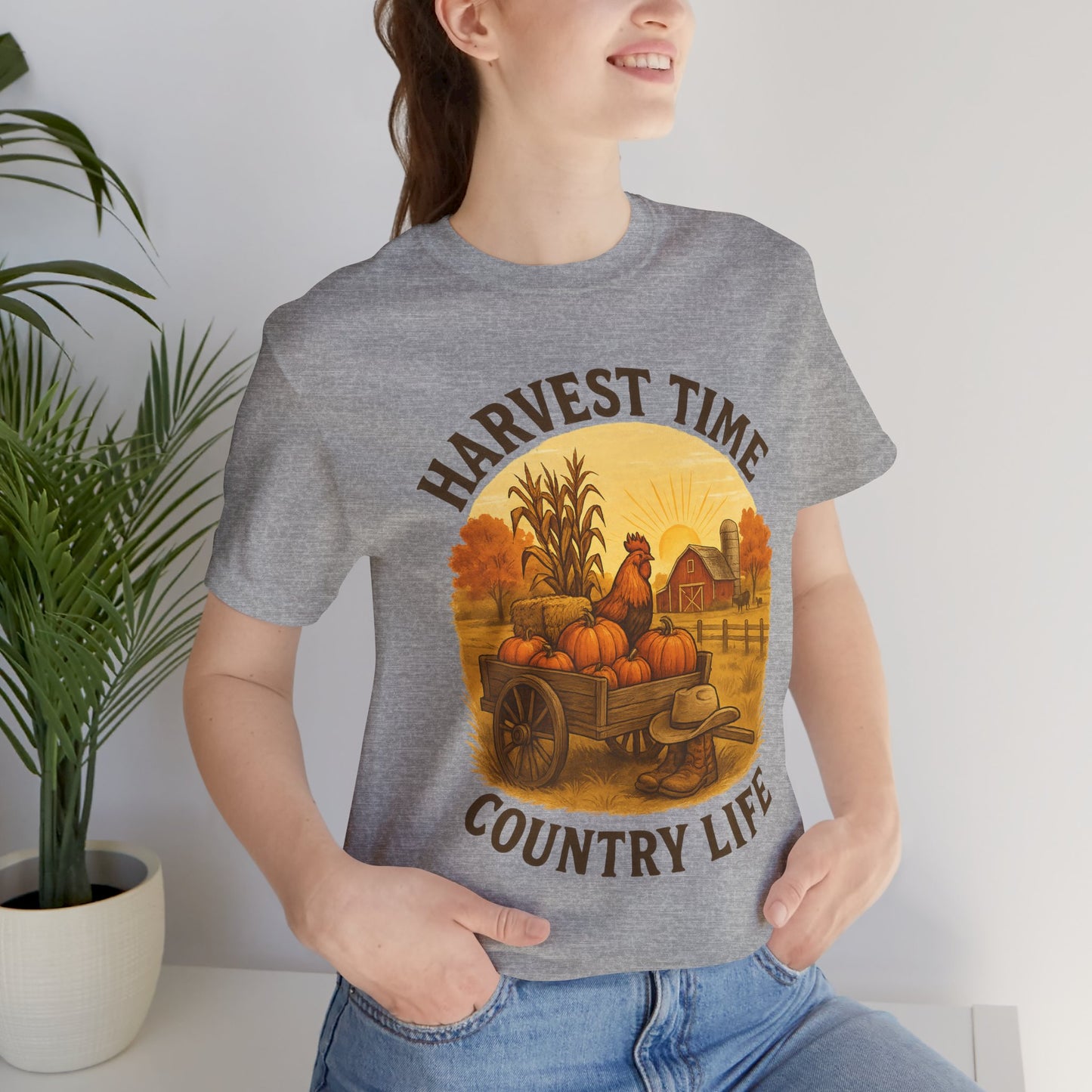 Harvest Time Country Life Tee – Rustic Farm & Pumpkin Cart Fall Shirt