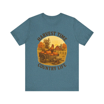 Harvest Time Country Life Tee – Rustic Farm & Pumpkin Cart Fall Shirt