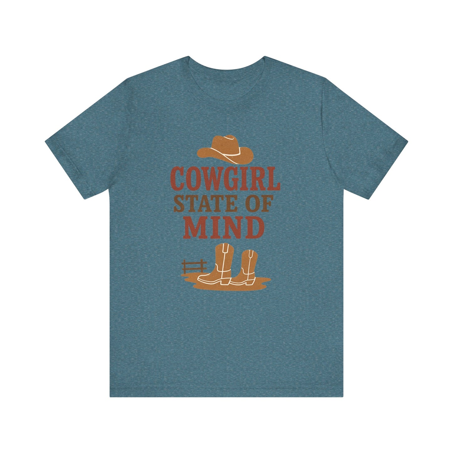 Cowgirl State of Mind Tee – Western Cowgirl Hat & Boots Graphic Shirt