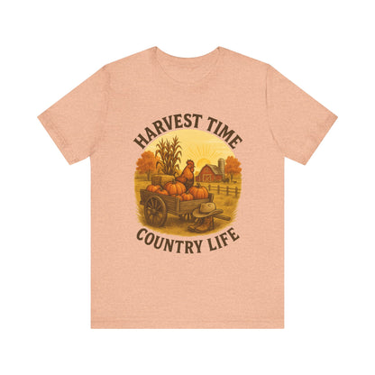 Harvest Time Country Life Tee – Rustic Farm & Pumpkin Cart Fall Shirt