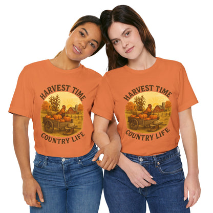 Harvest Time Country Life Tee – Rustic Farm & Pumpkin Cart Fall Shirt