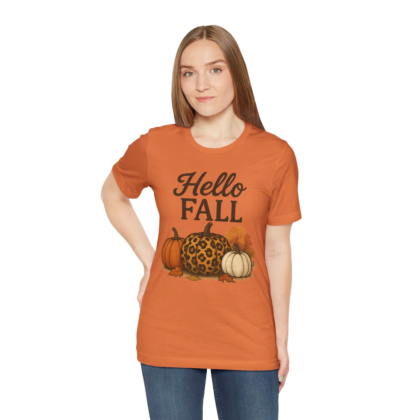 Hello Fall with Cheetah Pumpkin Tee