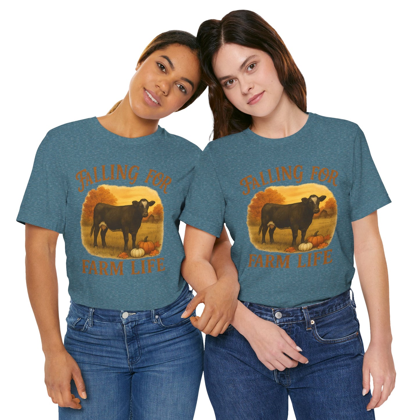Falling for Farm Life Tee – Rustic Cow & Pumpkins Fall Country Shirt