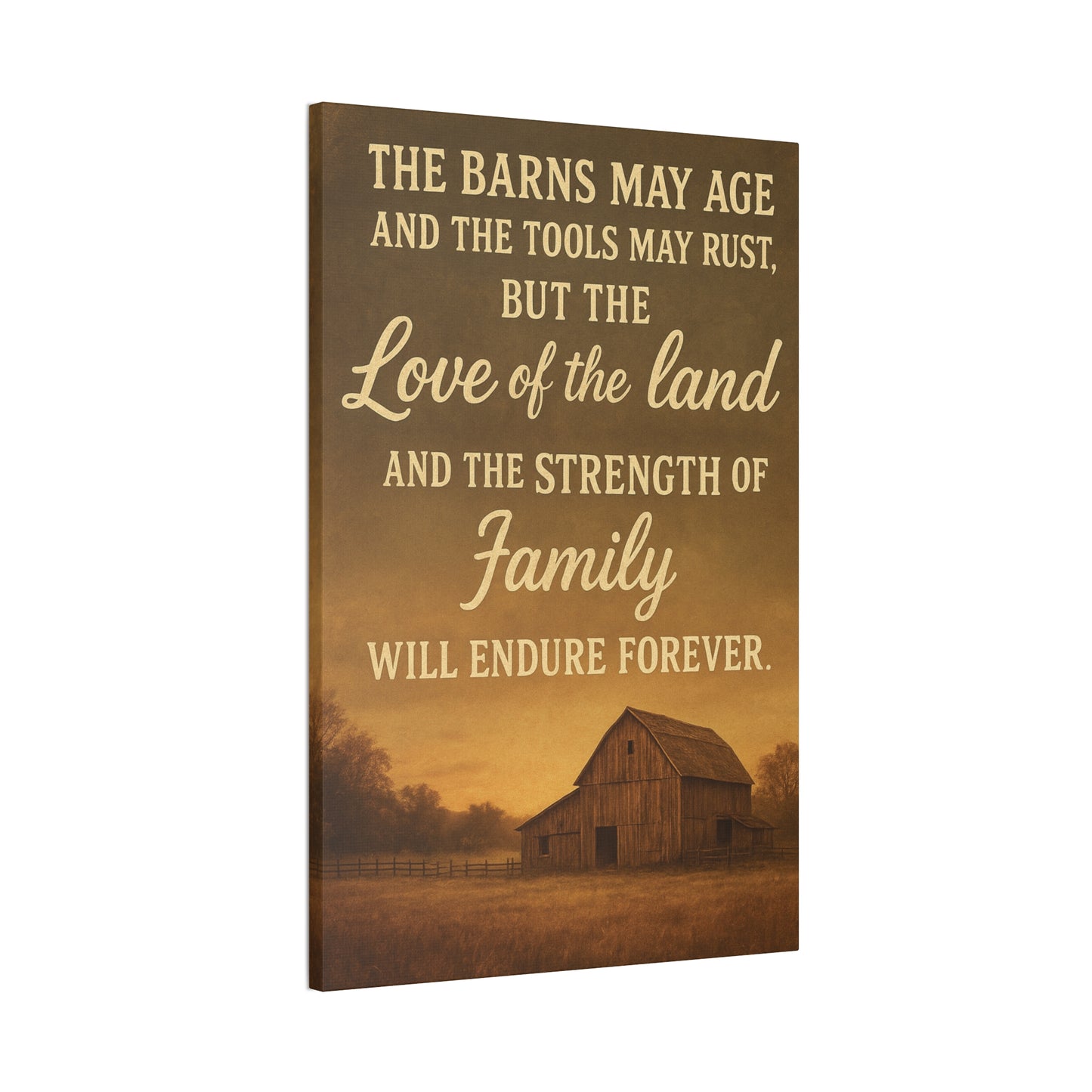 Enduring Farm Values- Rustic Barn Canvas Wall Art