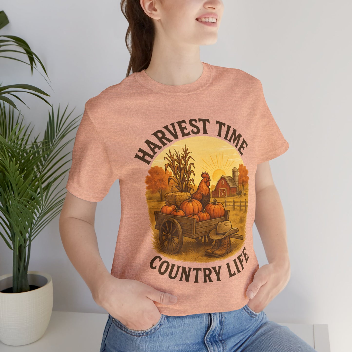 Harvest Time Country Life Tee – Rustic Farm & Pumpkin Cart Fall Shirt