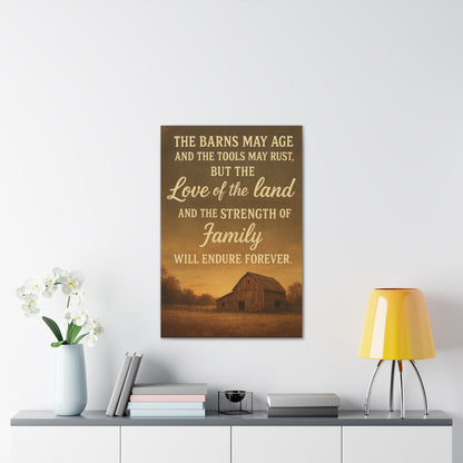 Enduring Farm Values- Rustic Barn Canvas Wall Art