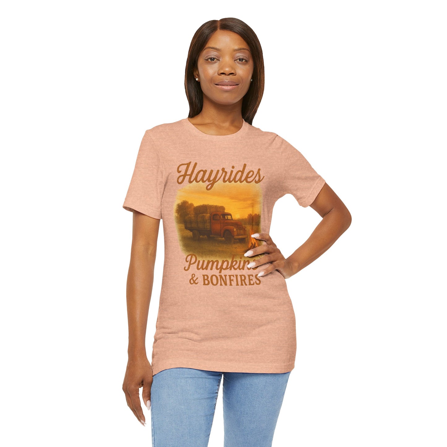 Hayrides, Pumpkins & Bonfires Tee – Rustic Fall Truck Graphic Shirt