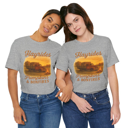 Hayrides, Pumpkins & Bonfires Tee – Rustic Fall Truck Graphic Shirt