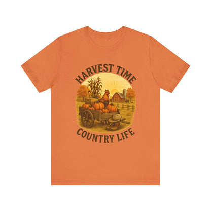 Harvest Time Country Life Tee – Rustic Farm & Pumpkin Cart Fall Shirt