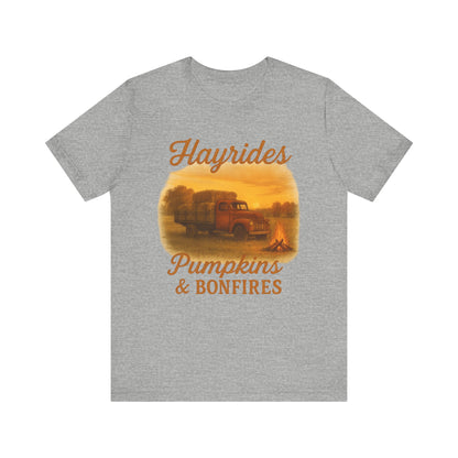 Hayrides, Pumpkins & Bonfires Tee – Rustic Fall Truck Graphic Shirt