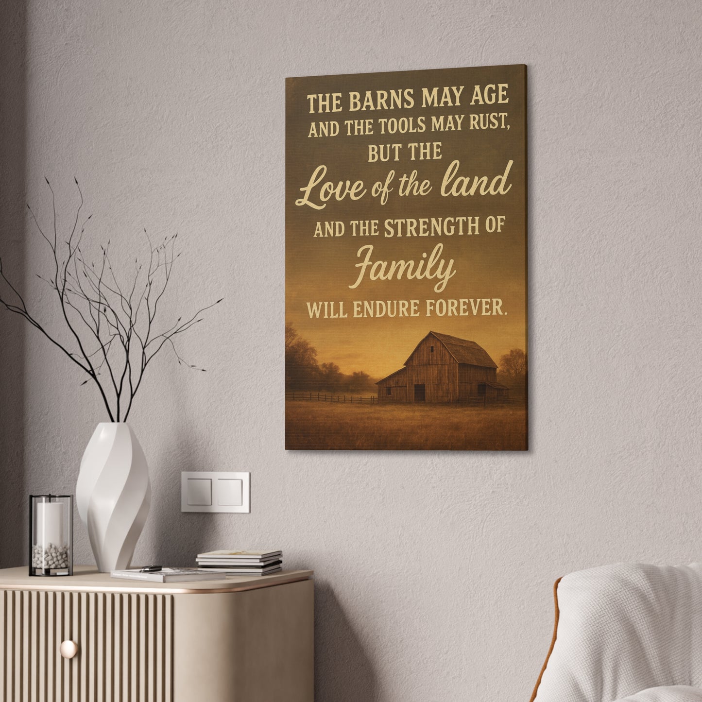 Enduring Farm Values- Rustic Barn Canvas Wall Art