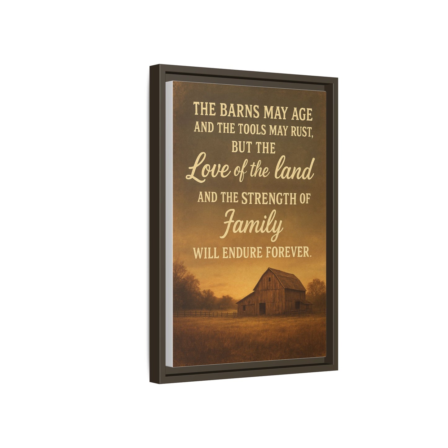 Enduring Farm Values - Rustic Barn Framed Canvas Wall Art