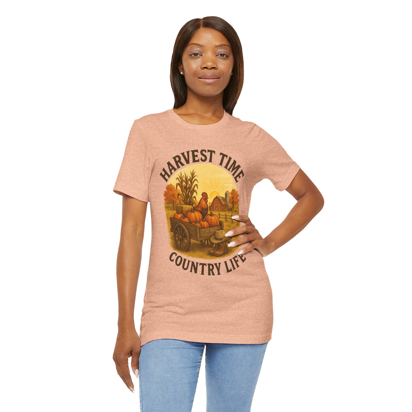 Harvest Time Country Life Tee – Rustic Farm & Pumpkin Cart Fall Shirt