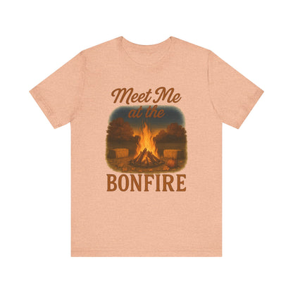Meet Me at the Bonfire Tee – Rustic Fall Campfire Graphic Shirt