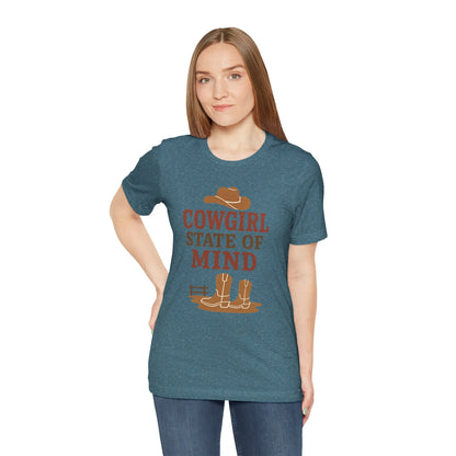 Cowgirl State of Mind Tee – Western Cowgirl Hat & Boots Graphic Shirt