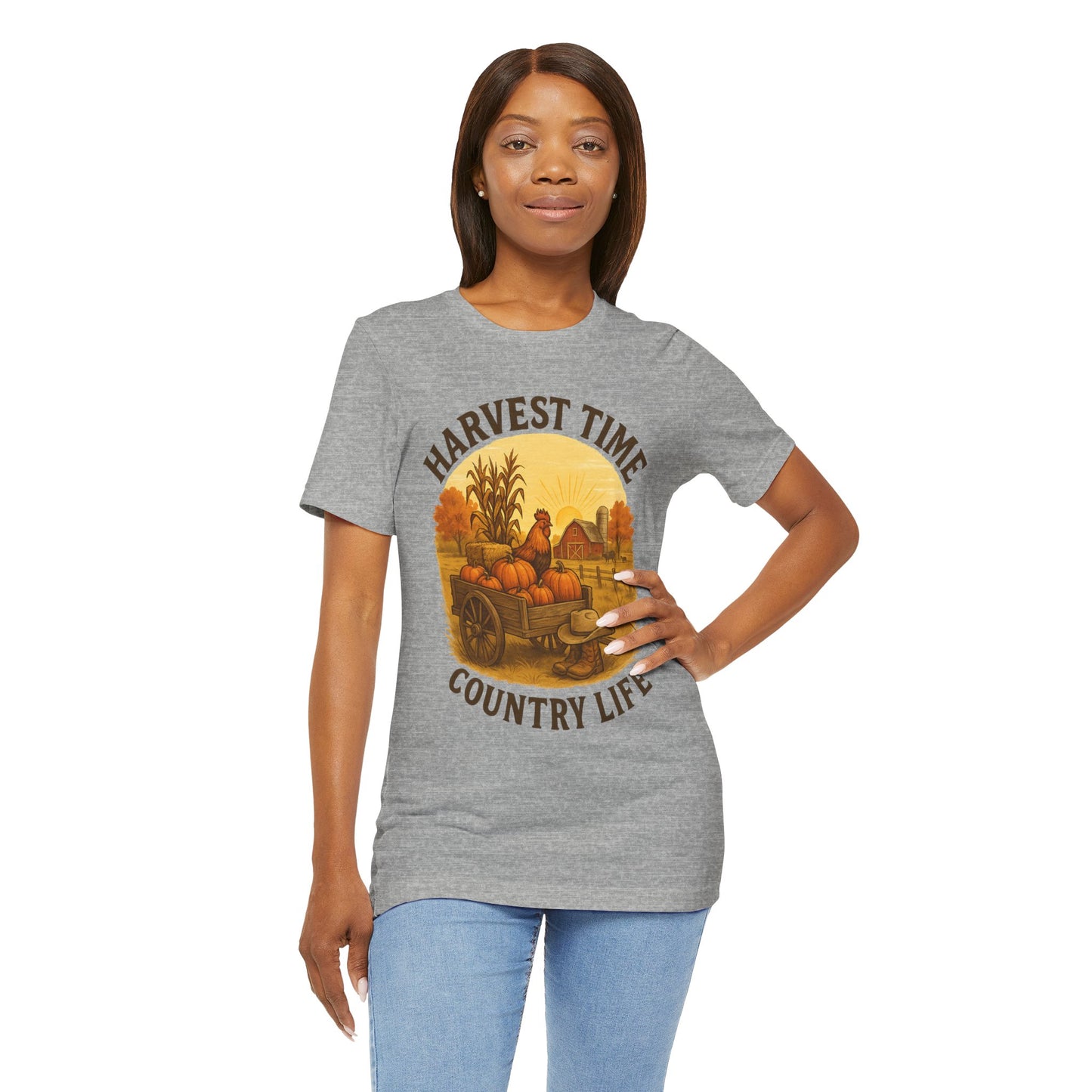 Harvest Time Country Life Tee – Rustic Farm & Pumpkin Cart Fall Shirt